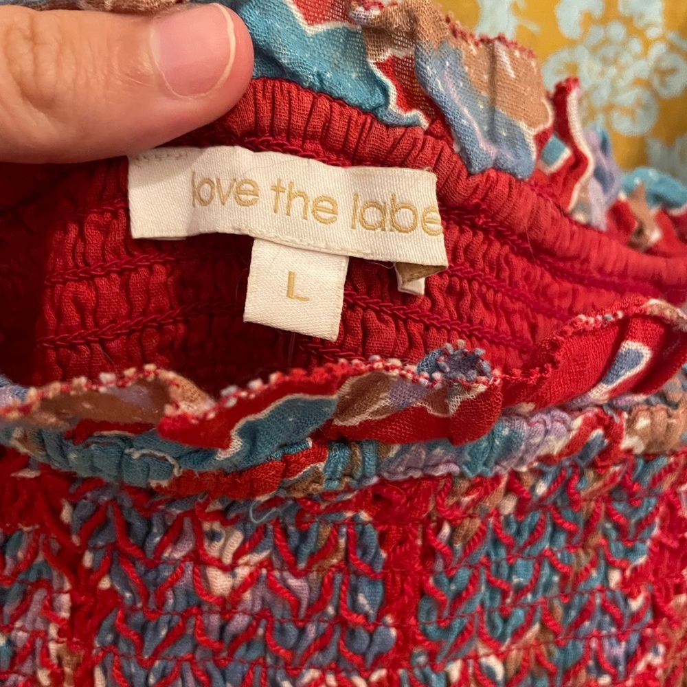 Anthropologie Love the Label Smocked Ruffle Cropped Top - Picture 4 of 7